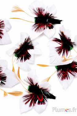 Vlinder op broche - 6 cm - wit-bordeaux